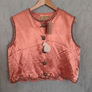 DOUBLE D Ranch Wear Satin Vest Hammered Navajo NWT